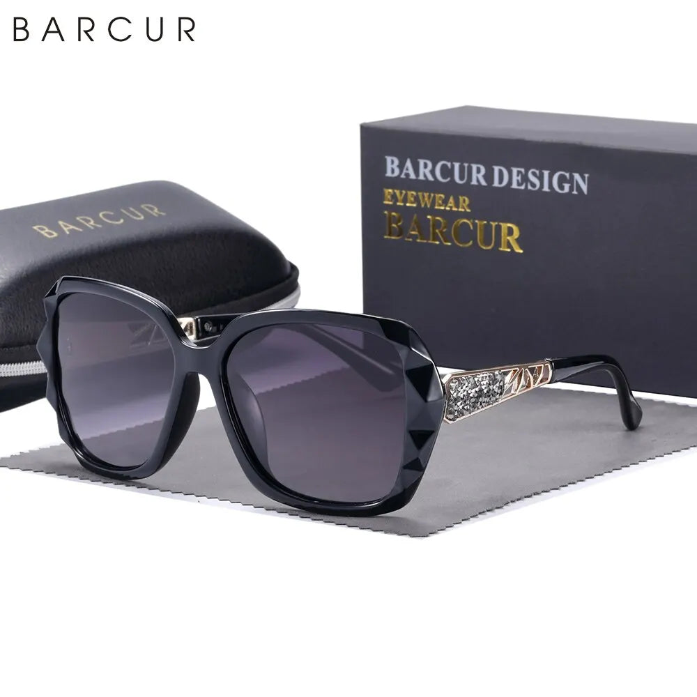 Damen-Sonnenbrille Katzenauge Polaroid Farbverlauf UV400 großer Rahmen