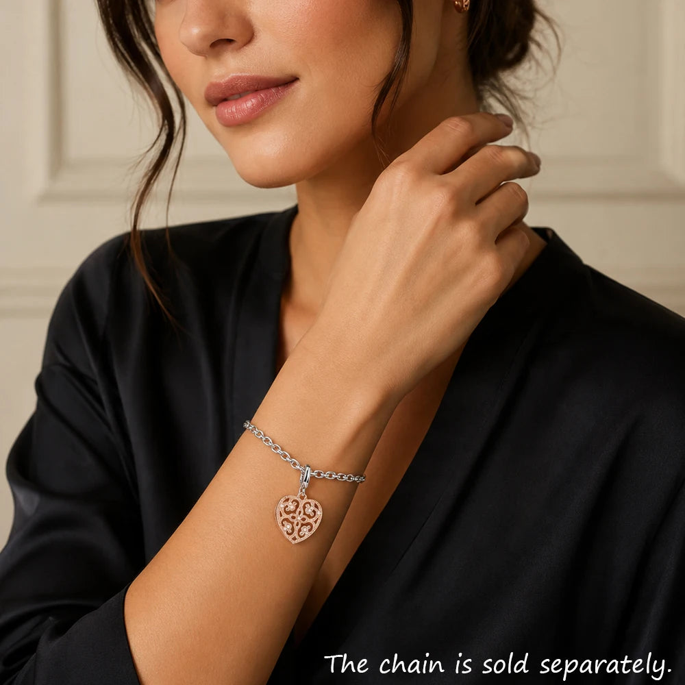 Damen-Charm-Anhänger Ornament Herz ethnisch Liebe aus Sterlingsilber