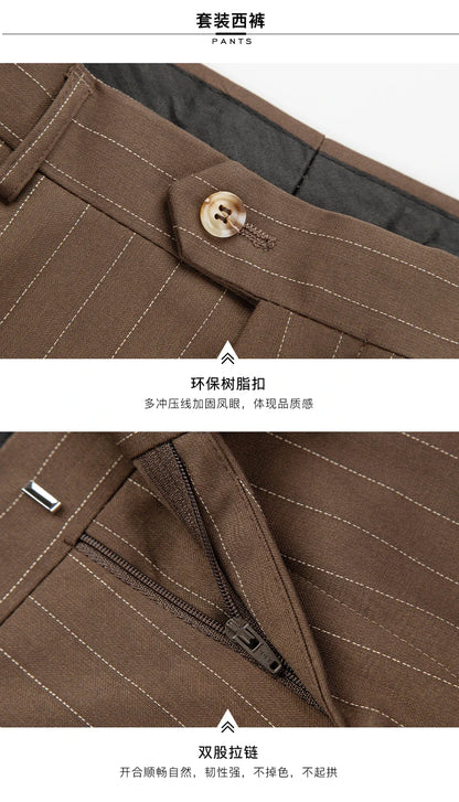Klassischer 3-teiliger Anzug: Gestreiftes Business-Outfit für Hochzeiten und Events, Slim Fit, S-5XL