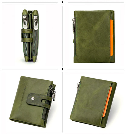 Damen Echtleder Geldbörse Bifold Vintage Kartenhalter Münzfach Geldclip
