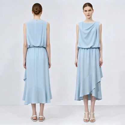 Ärmellos Elegantes Damenkleid Mit Rüschen Für Büro