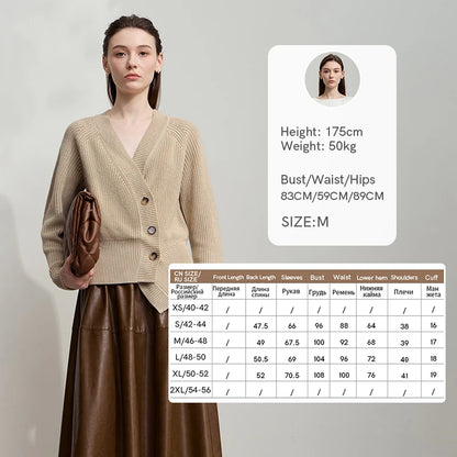Damen-Strickjacke V-Ausschnitt Raglan asymmetrisch französisch locker Herbst