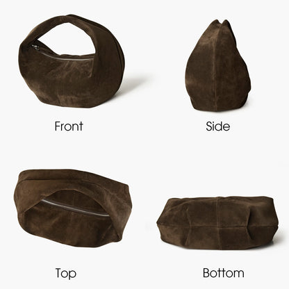Große Damen-Hobo-Tasche Aus Wildleder | Dumpling-Form, Luxus Stil