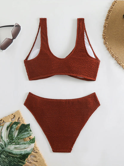 Braunes Bikini-Set mit Push-up-Effekt – verführerische Bademode für Strand und Pool