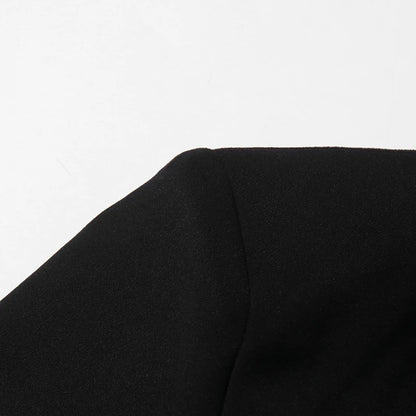 Minimalistisches Damen-Kleid mit Reverskragen, langen Ärmeln und hohem Bund – Patchwork-Design und lockere Passform