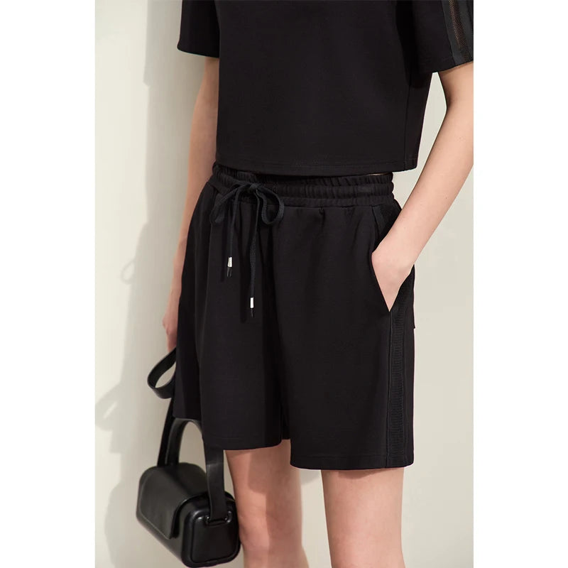 Damen Shorts im lässigen Stil mit Aushöhlung und elastischer Taille
