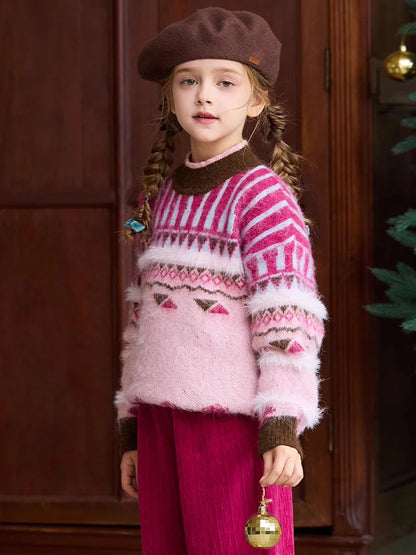 Warme Kinderhose mit rotem Karomuster für Mädchen – ideal für Herbst und Winterpartys