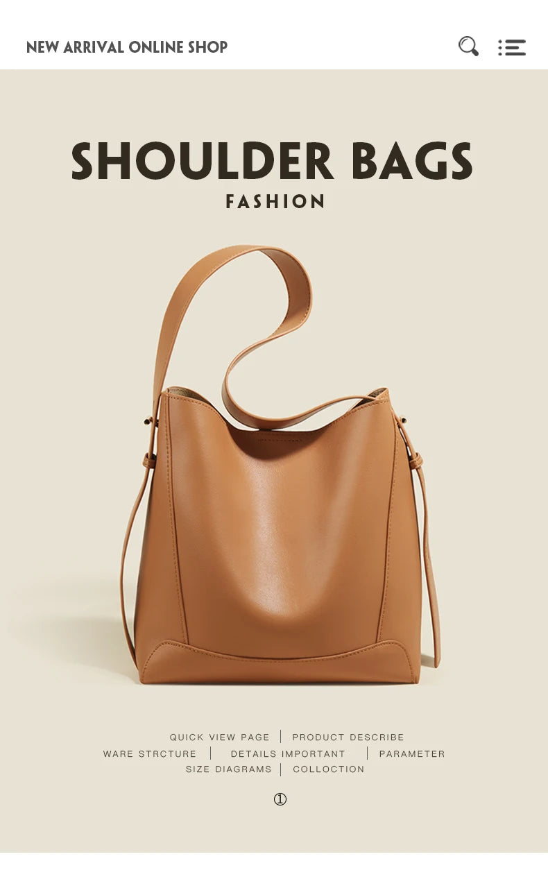 Damen Schultertasche aus Leder im klassischen Stil Große Tote für Büro
