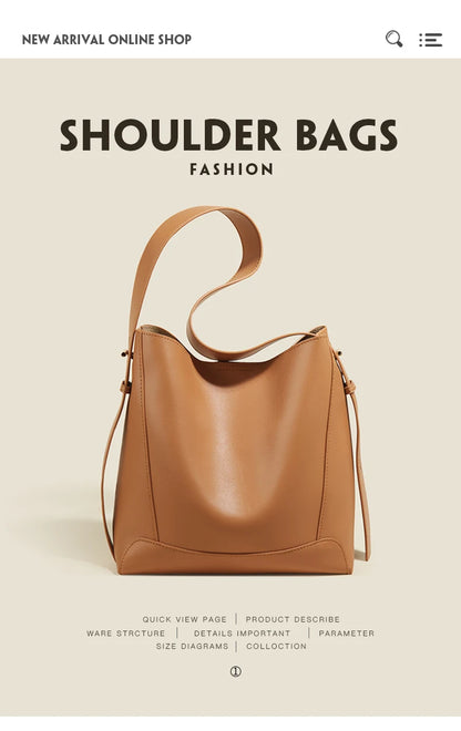 Damen Schultertasche aus Leder im klassischen Stil Große Tote für Büro