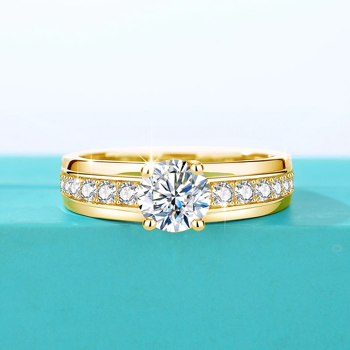 Damen-Moissanit-Ring 1 Karat Rhodium-beschichtetes 925er Silber mit Zertifikat Schmuckstück