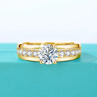Damen-Moissanit-Ring 1 Karat Rhodium-beschichtetes 925er Silber mit Zertifikat Schmuckstück