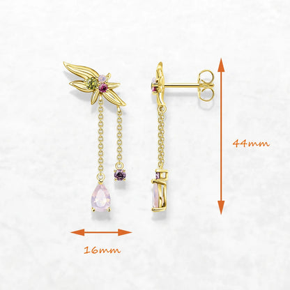 Damen-Ohrringe bunte Steine golden Vintage aus Sterlingsilber