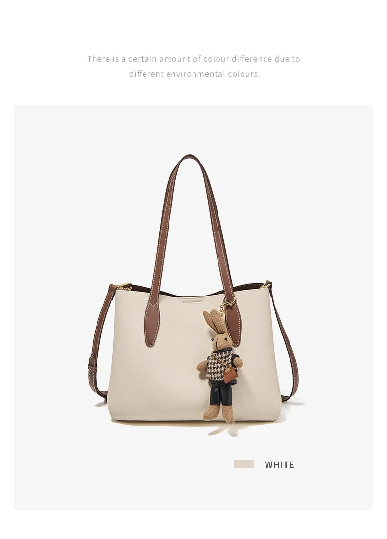 Damen Handtasche aus Split-Leder mit großer Kapazität
