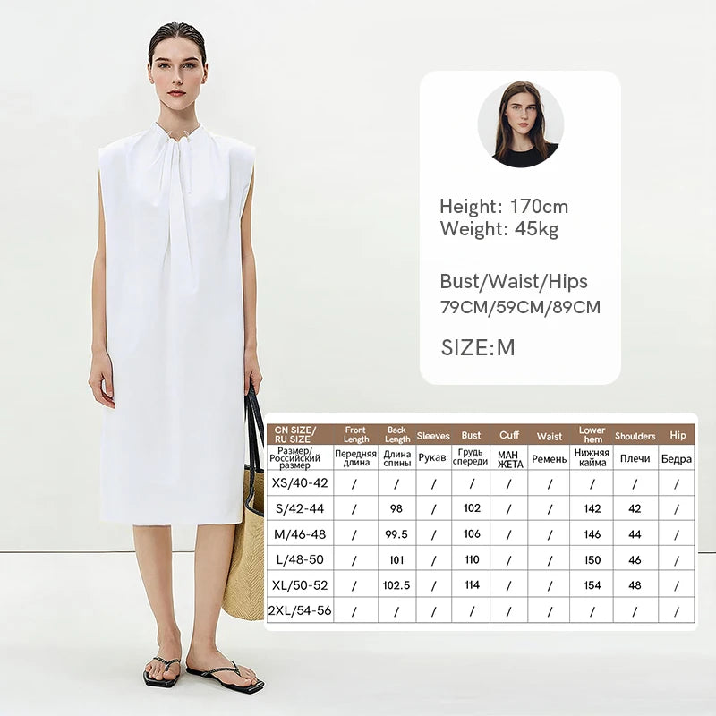 Elegantes Ärmelloses Baumwolle Kleid Mit Kordelzug Für Damen