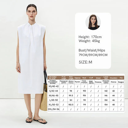 Elegantes Ärmelloses Baumwolle Kleid Mit Kordelzug Für Damen