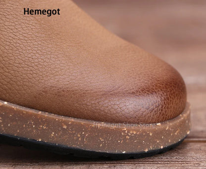 Non-Slip Lace Up Single Shoe Thick-Soled Men's Shoes Retro Shoes Men's Shoes Wear-Resistant Solid Color Handmade Men's Shoes