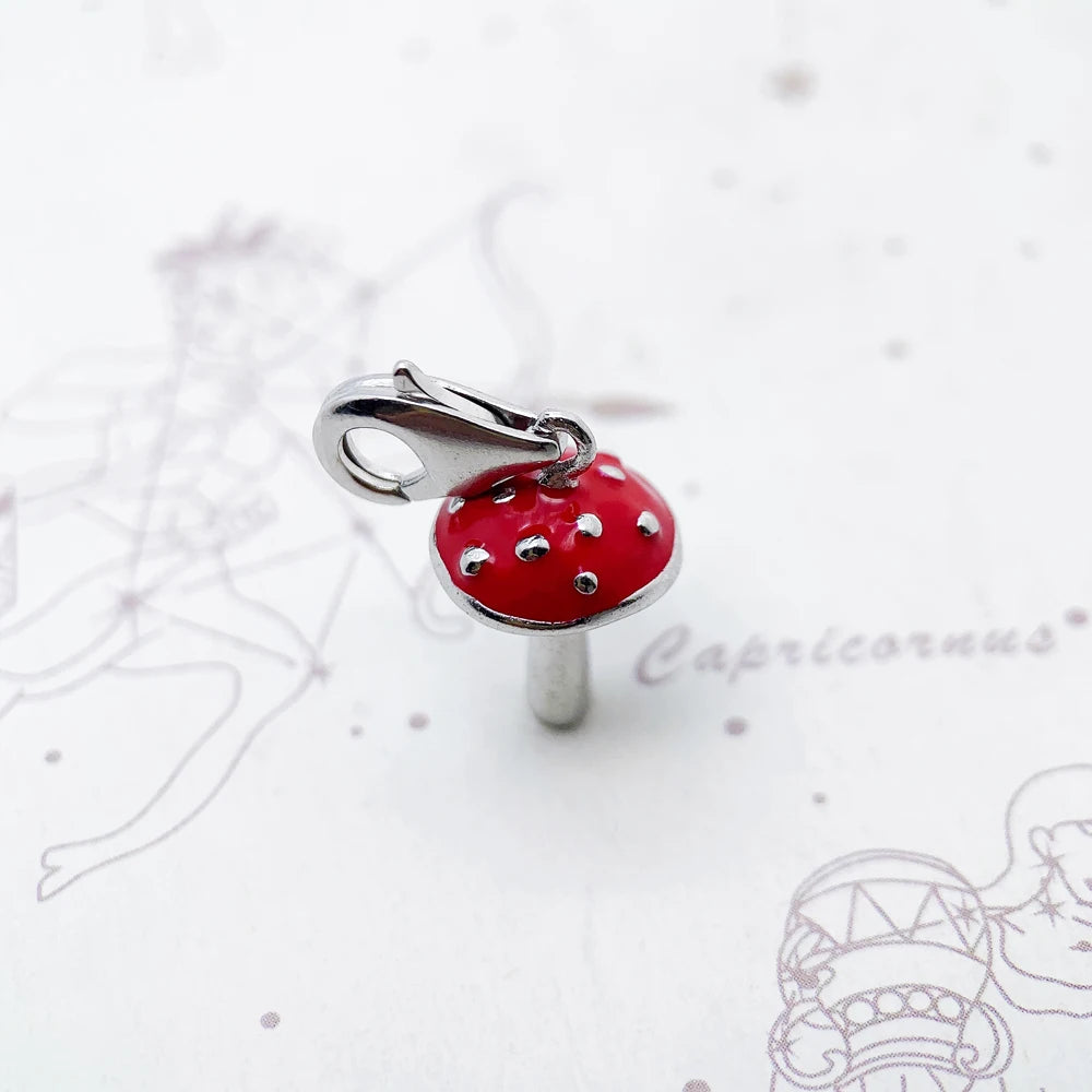Damen-Charm-Anhänger roter Pilz Glück Frühling aus Sterlingsilber