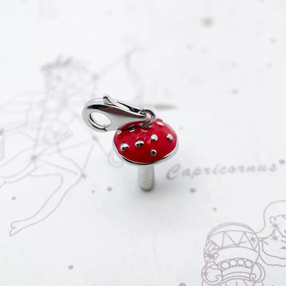 Damen-Charm-Anhänger roter Pilz Glück Frühling aus Sterlingsilber