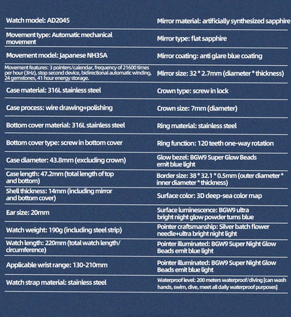 Herren-Automatikuhr mit NH35A-Werk und Saphirglas