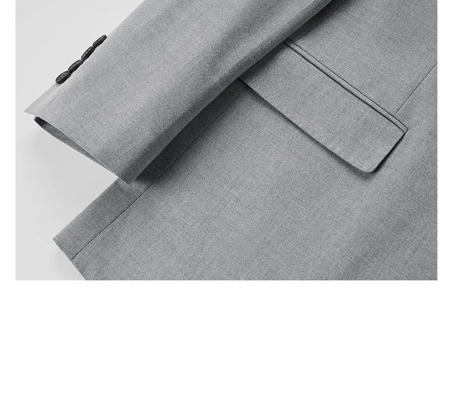 Herren-Anzugset mit Blazer und Hose in tiefem Blau und Khaki – modischer Seersucker für Frühling und Sommer, ideal für Hochzeiten und Büro.