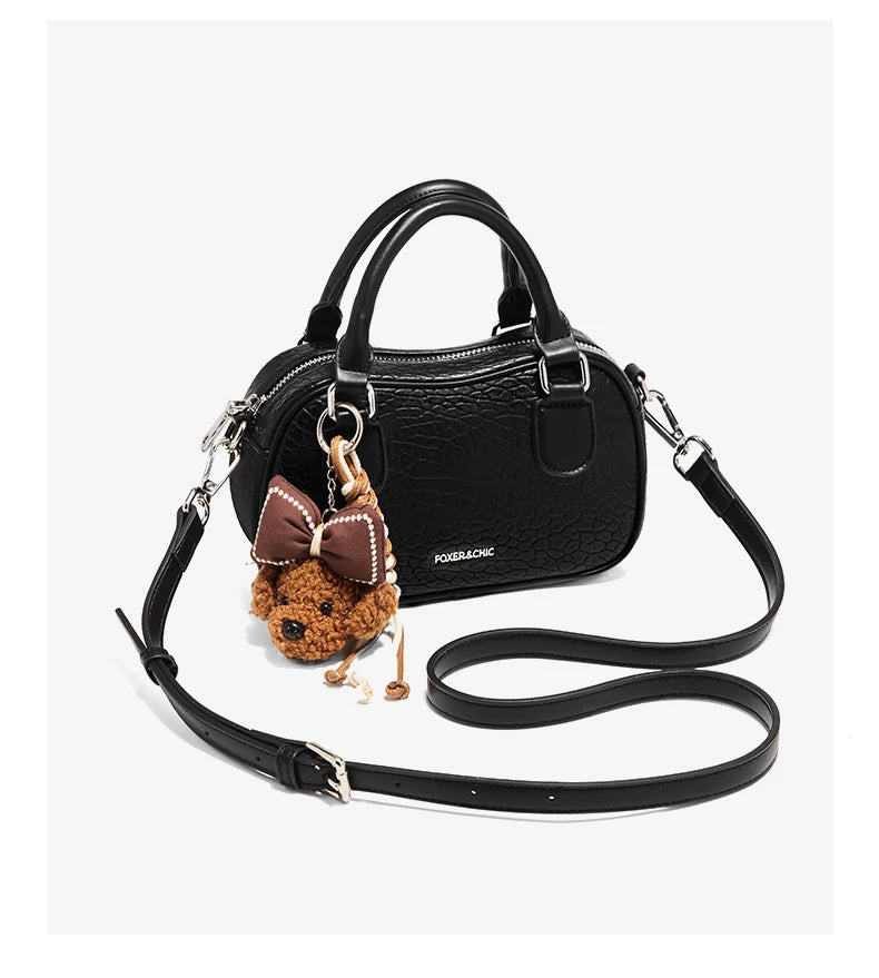Damen Handtasche Aus Soft Leateh Im Boston Stil Mit Crossbody Anhänger
