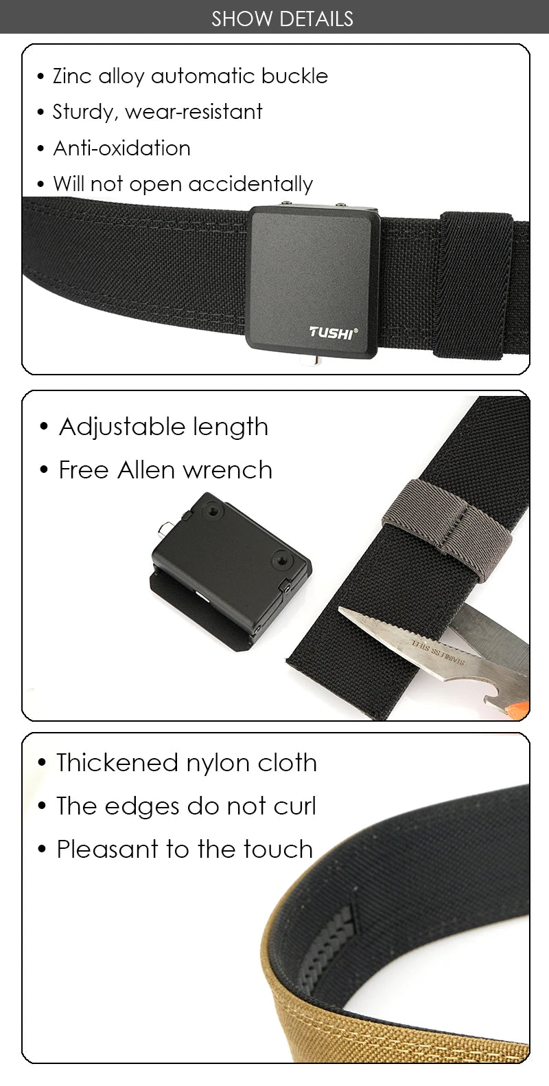 Herren-Taktischer Gürtel aus Nylon mit Metall-Automatik-Schnalle, robuster Alltags- und Arbeitsgürtel