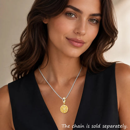 Damen-Charm-Anhänger Glücksmünze golden Vintage aus Sterlingsilber