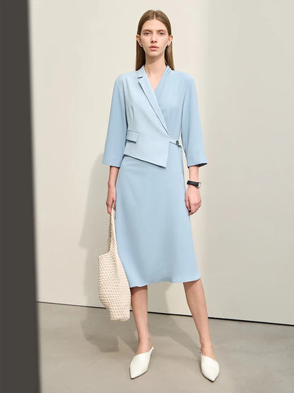 Modernes Gespaltenes Midi Kleid Für Damen Mit Zweiteilerlook Und Slim Schnitt