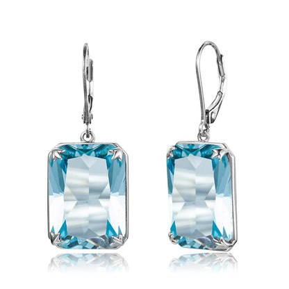 Damen-Ohrringe Silber 925 mit Mystic Regenbogen-Topas im rechteckigen Boho-Stil, Modeschmuck