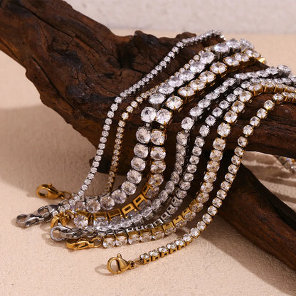 Damen-Tennisarmband mit Kristall-Strass aus Edelstahl