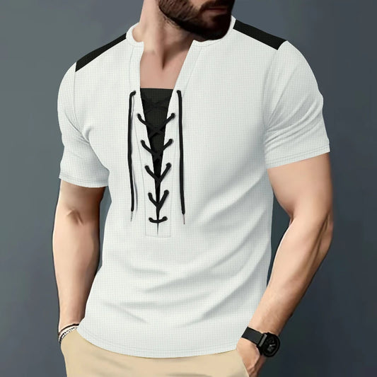 Kurzärmeliges Herren-Sommer-T-Shirt mit lockeren Streifen – vielseitiges, trendiges Oberteil für Paare