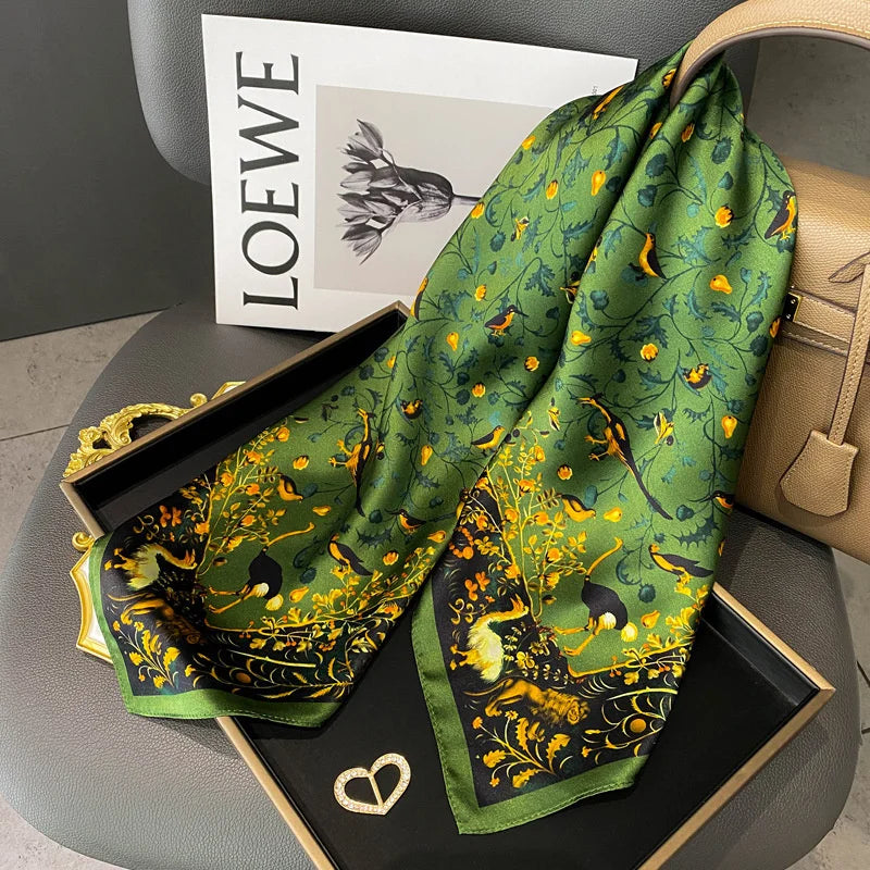 Damen Seidenschal quadratisch 68cm Halstuch Bandana Hijab Pashmina B