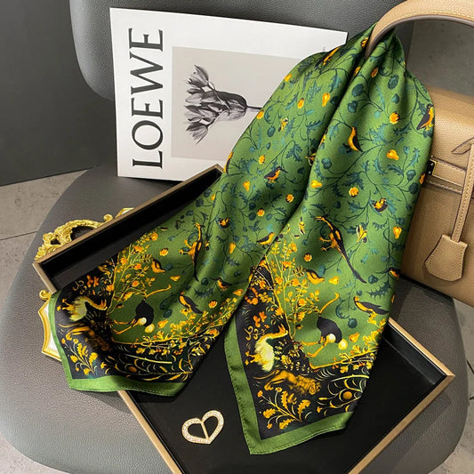 Damen Seidenschal quadratisch 68cm Halstuch Bandana Hijab Pashmina B