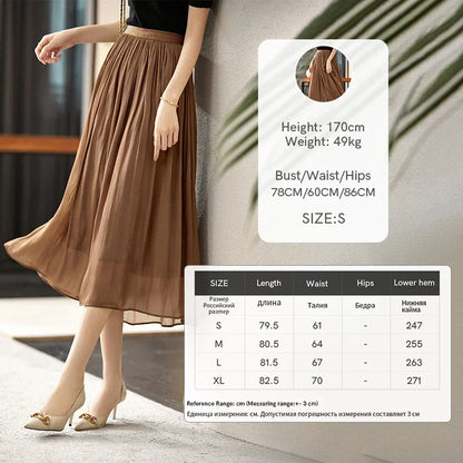 Damen A-Linie Rock mit Falten-Detail und elastischer Taille für Herbst