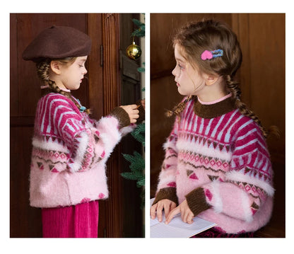 Warme Kinderhose mit rotem Karomuster für Mädchen – ideal für Herbst und Winterpartys