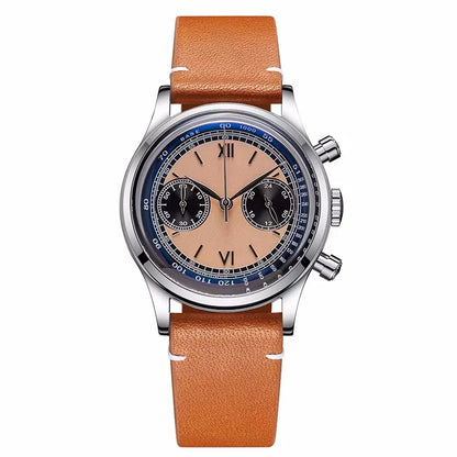 ADDIESDIVE AD2037 VK64 Multifunctional Chronograph Watch 10Bar Waterproof Mens Leather Watch Quartz Watches Reloj Hombre