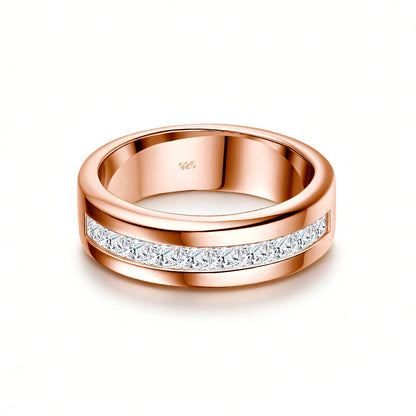 Paar-Ehering aus 925er Silber mit Moissanit für Verlobung und Hochzeit Romantischer Langlebiger Schmuck
