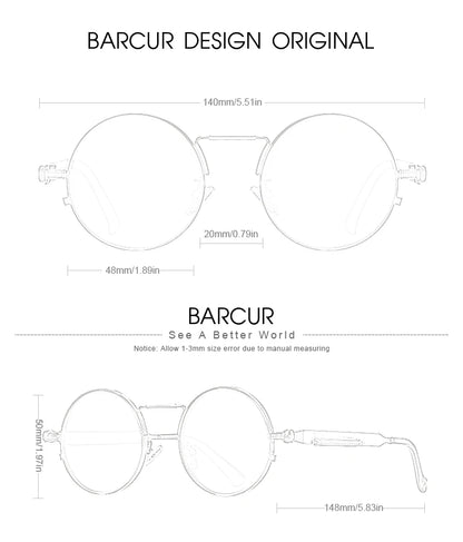 Sonnenbrille rund Steampunk Retro Vintage polarisiert UV400 Unisex B