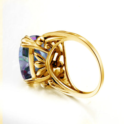 Damen-Ring aus 925-Silber mit Herzform und Mystic-Topas Regenbogenfarben für Alltag und festliche Anlässe