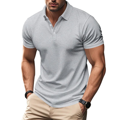 Langärmeliges Herren-Poloshirt mit Waffelstruktur und Knopfleiste – ideal für Freizeit und Urlaub