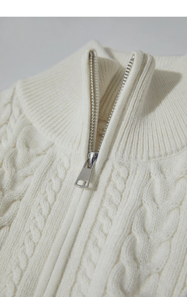 Damen-Rollkragen-Strickjacke Reißverschluss schlank Herbst