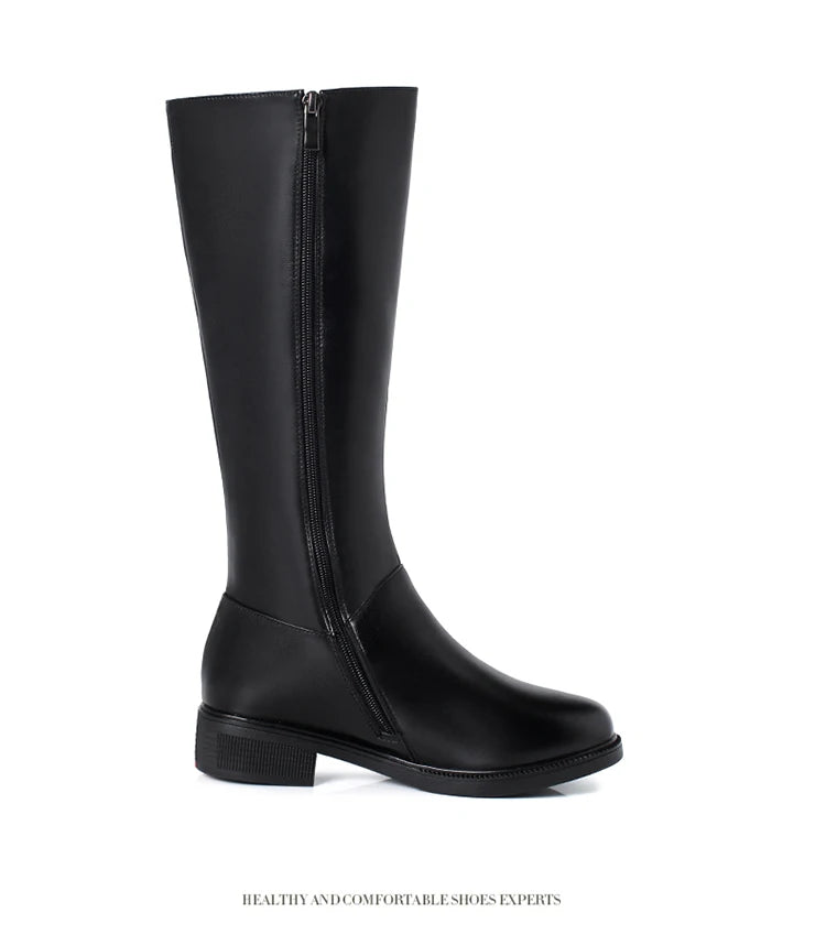 AIYUQI  Women Winter Boots 2025 New Genuine Leather Long Boots Women Big Size 41 42 43 Wool Warm Zipper Riding Boots Women