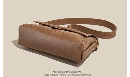 Damen Schultertasche aus Spaltleder und PU im Retro-Stil