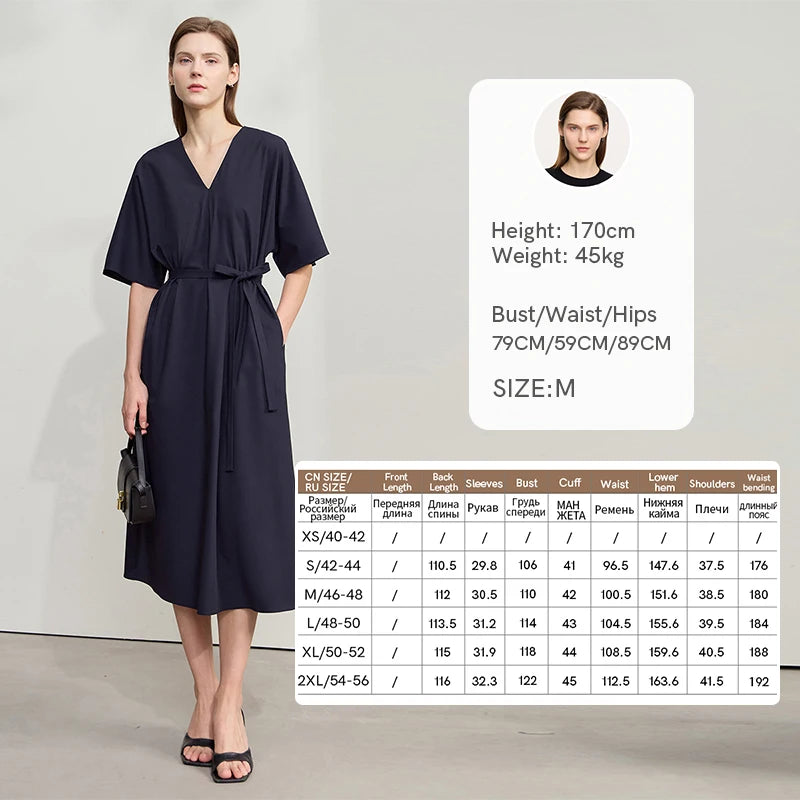 Elegantes Bürokleid Mit Gürtel Und V-Ausschnitt Für Damen