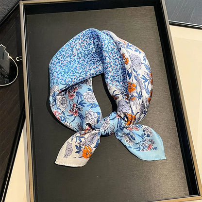 Damen Seidenschal 53cm Pferdprint Haarband Halstuch Büro Hijab Geschenk