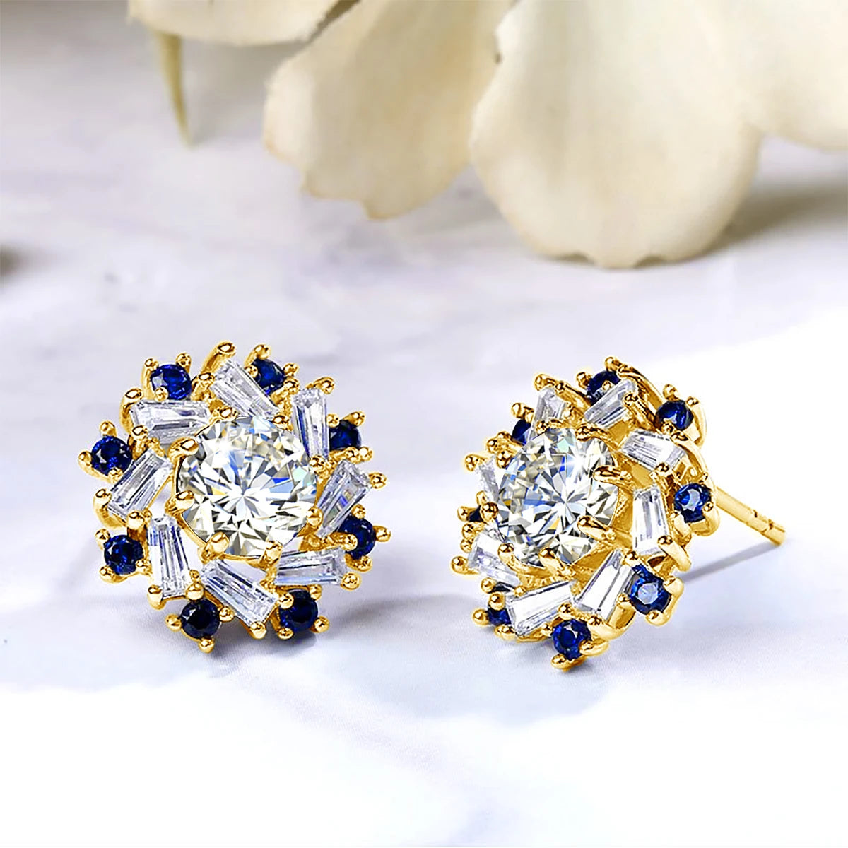 Damen-Ohrstecker aus Gelbgold mit Zertifikat und 2-Karat-Moissanite Schmuckstück für Anlässe