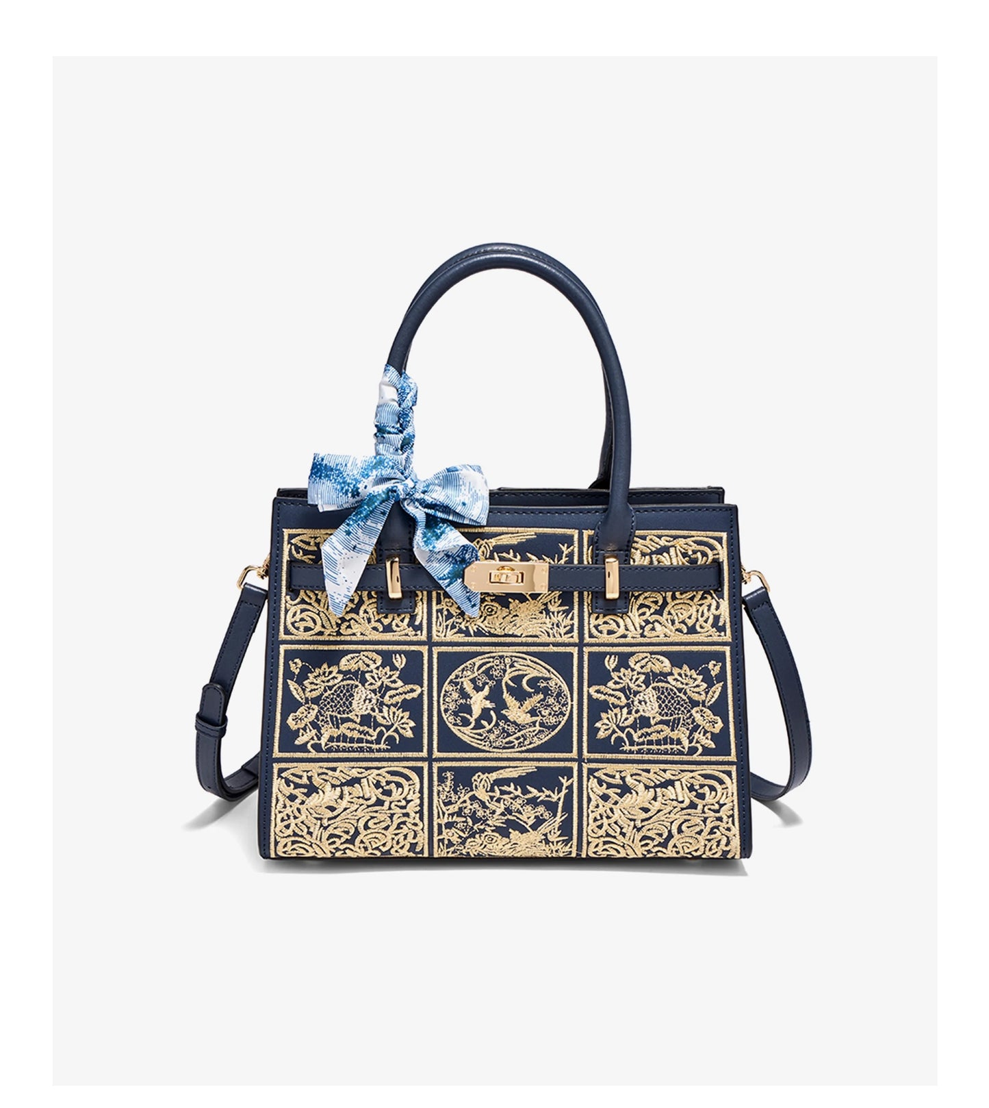 Damen Handtasche Aus Split-Leder Mit Crossbody-Tasche Im Chinesischen Stil