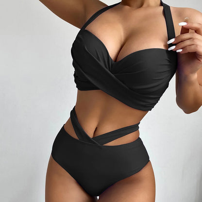 Hochgeschnittener Push-up-Bikini für Damen – Zweiteiliger Badeanzug für Strand und Pool