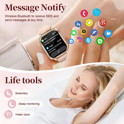 LIGE Smart Uhren Für Frauen Bluetooth Anruf Fitness Tracker frauen Wasserdichte Digital Uhr Herzfrequenz Smartwatch Reloj Mujer