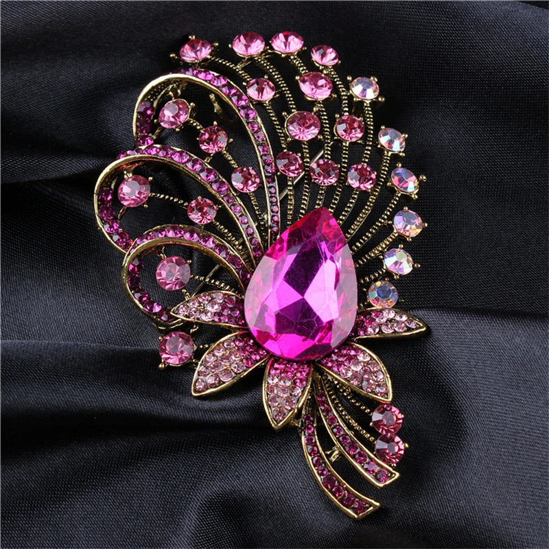 Brosche Blume Kristall Perle Luxus Anzug Party Bankett Damen
